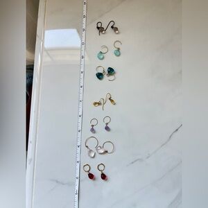 Elegant Multi-Color Gemstone Earrings Set